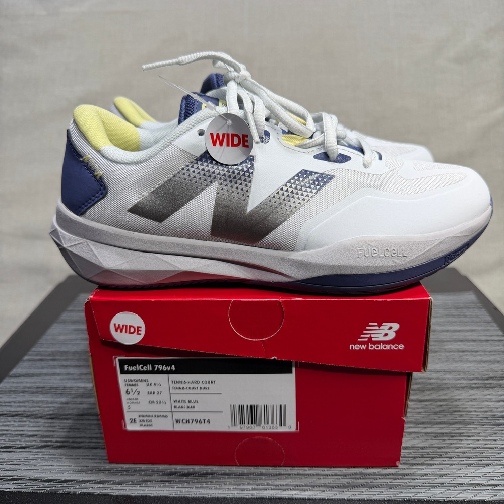 New Balance FuelCell 796v4 Tennis Shoes - Womens 6.5 Wide - White Blue WCH796T4